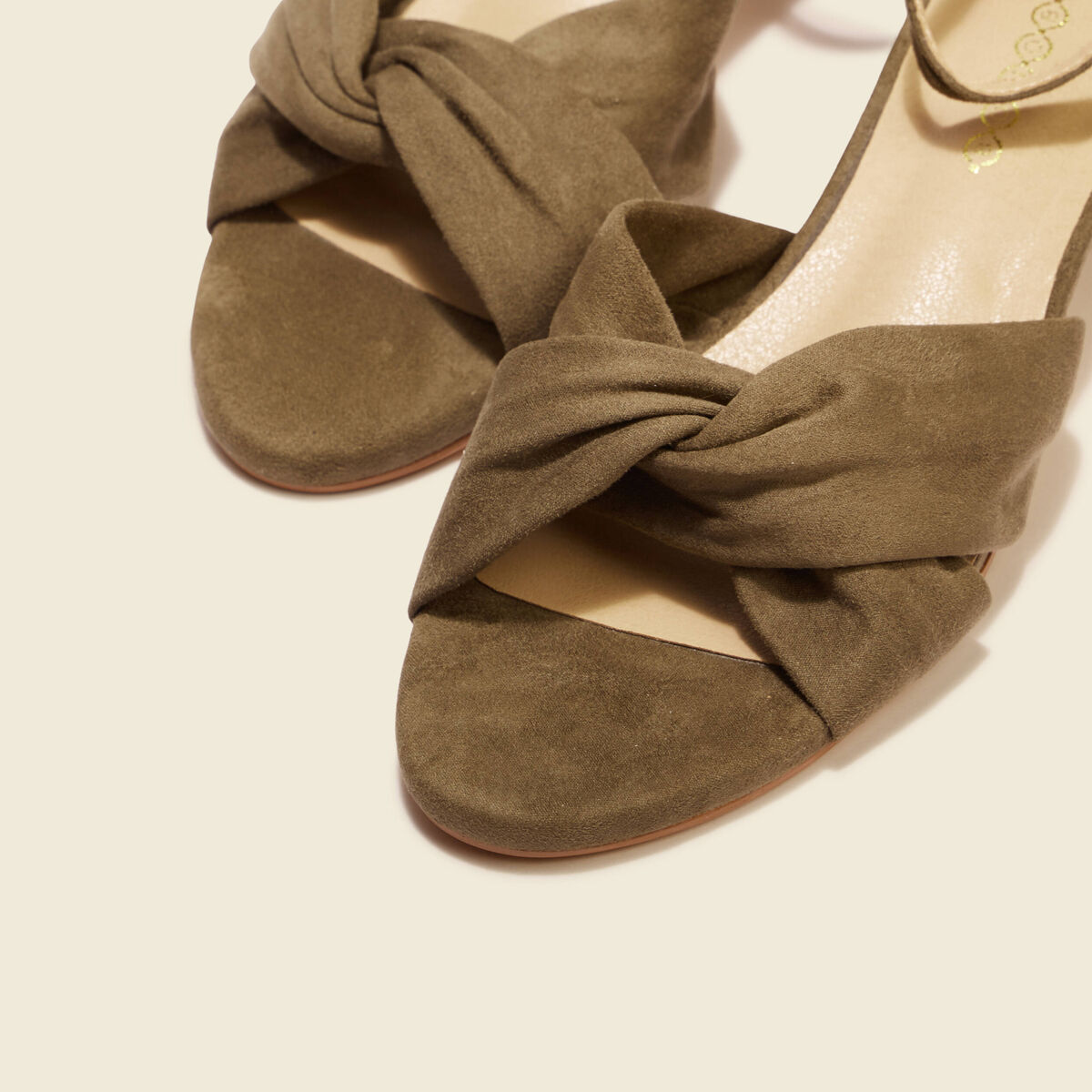 Sandales à talons suédine vert kaki femme