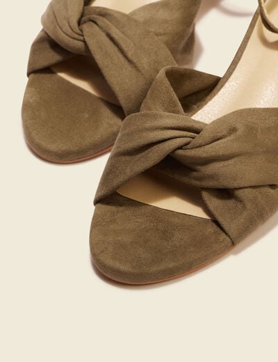 Sandales à talons suédine vert kaki femme