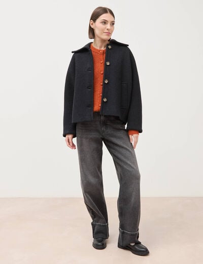 Jeans straight taille standard denim gris femme