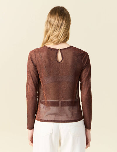 T-shirt manches longues marron cognac femme