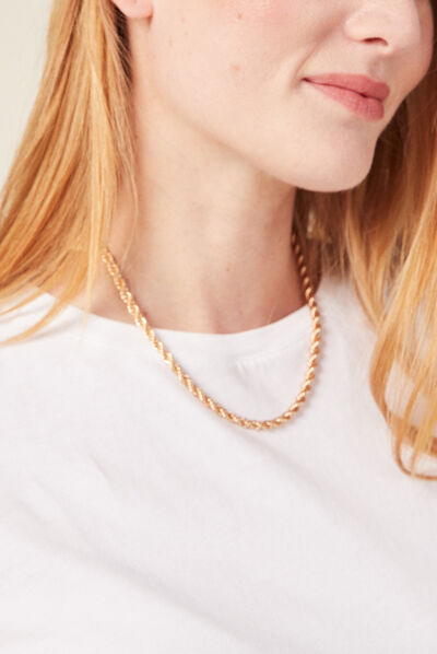 Collier chaîne torsadée couleur or femme