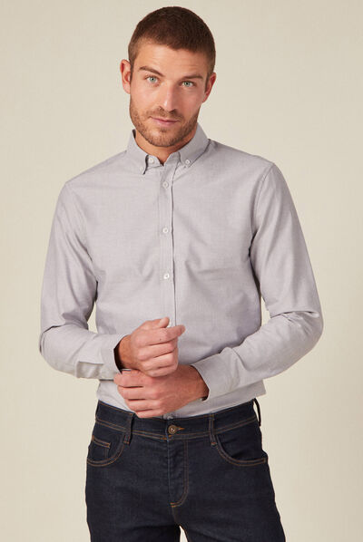 Chemise manches longues gris foncé homme