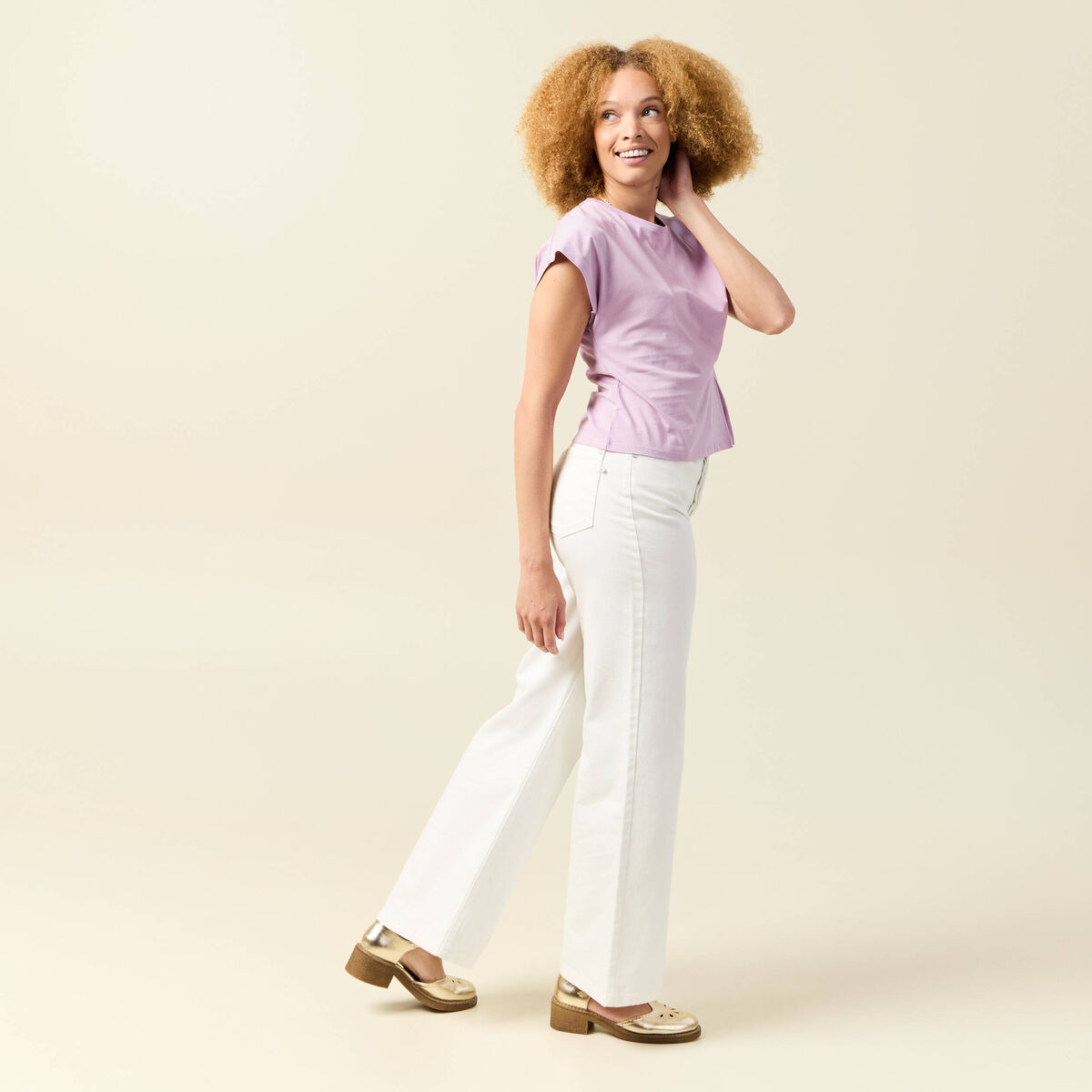 T-shirt manches courtes mauve femme