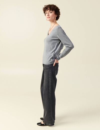 Pull à manches longues gris foncé femme