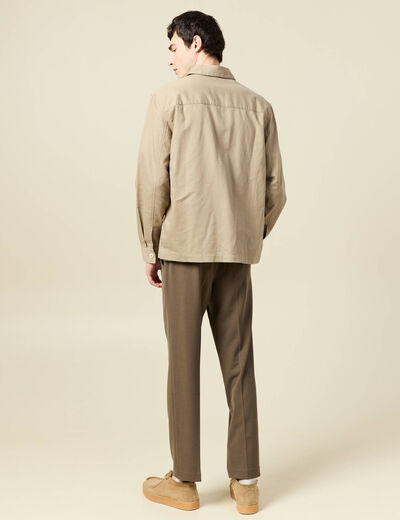Surchemise manches longues vert kaki homme