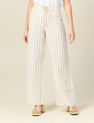 Pantalon large éco-responsable blanc femme