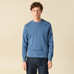Pull fin col rond manches longues bleu fonc&eacute; homme