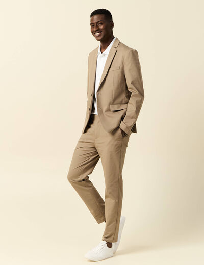 Pantalon chino stretch taupe homme