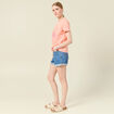 T-shirt en coton manches courtes rose corail femme