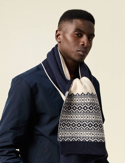 Écharpe tricotée bleu marine homme