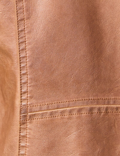 Blouson simili cuir marron femme