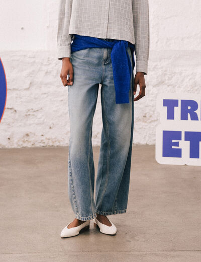 Jeans barrel taille standard bleu femme