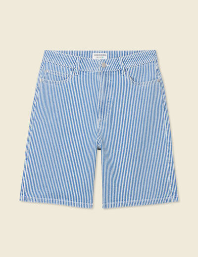 Bermuda droit en jean denim stone femme