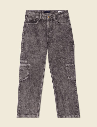 Jeans cargo taille haute noir femme