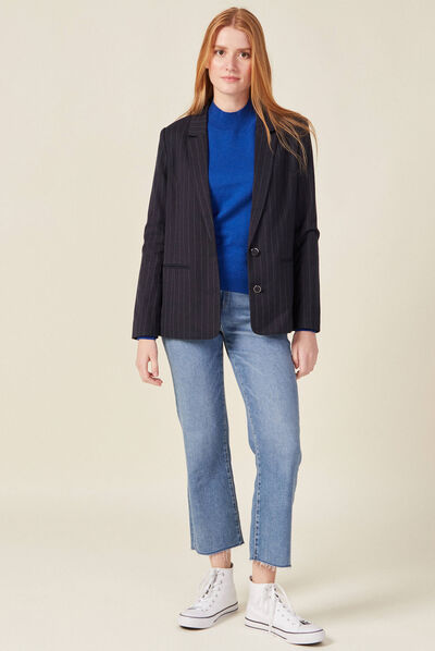 Pull manches longues bleu electrique femme