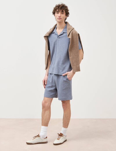 Short droit avec cordon bleu gris homme