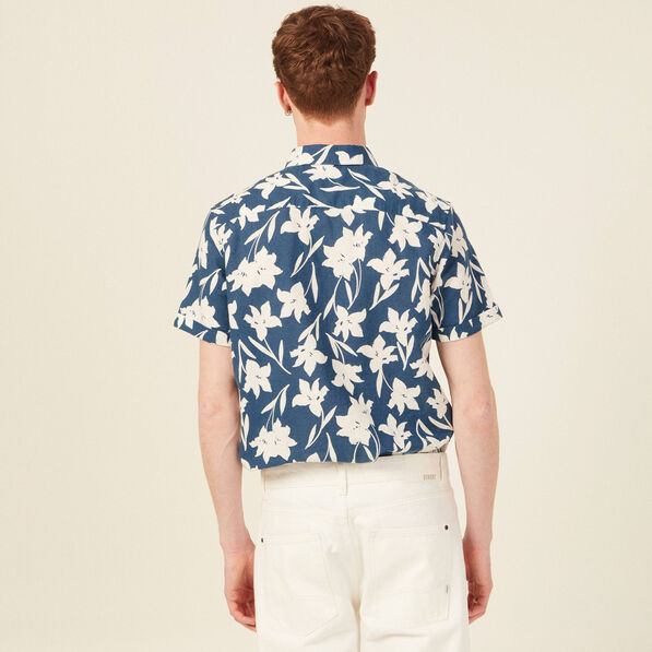 Chemise manches courtes bleu homme