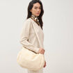 Besace bandouli&egrave;re pliss&eacute;e creme femme
