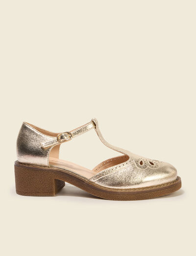 Chaussures &agrave; semelle cr&ecirc;pe couleur or femme