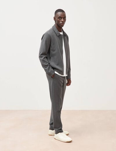 Blouson manches longues doubl&eacute; gris fonc&eacute; homme