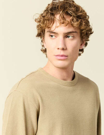 T-shirt ample en coton manches courtes beige fonce homme