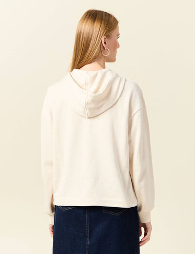 Sweat à capuche brillant creme femme