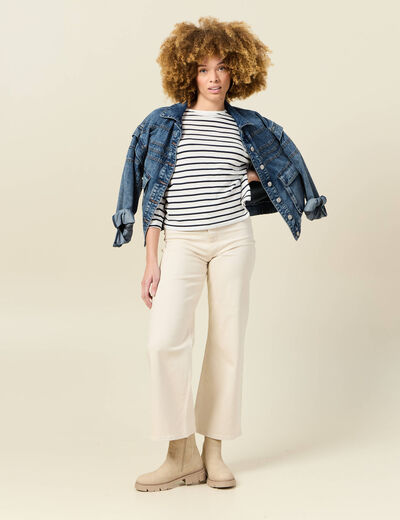 T-shirt manches 3/4 bleu femme