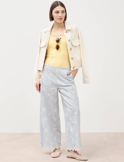 Pantalon loose taille standard bleu clair femme
