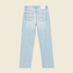 Jeans straight taille haute denim bleach femme