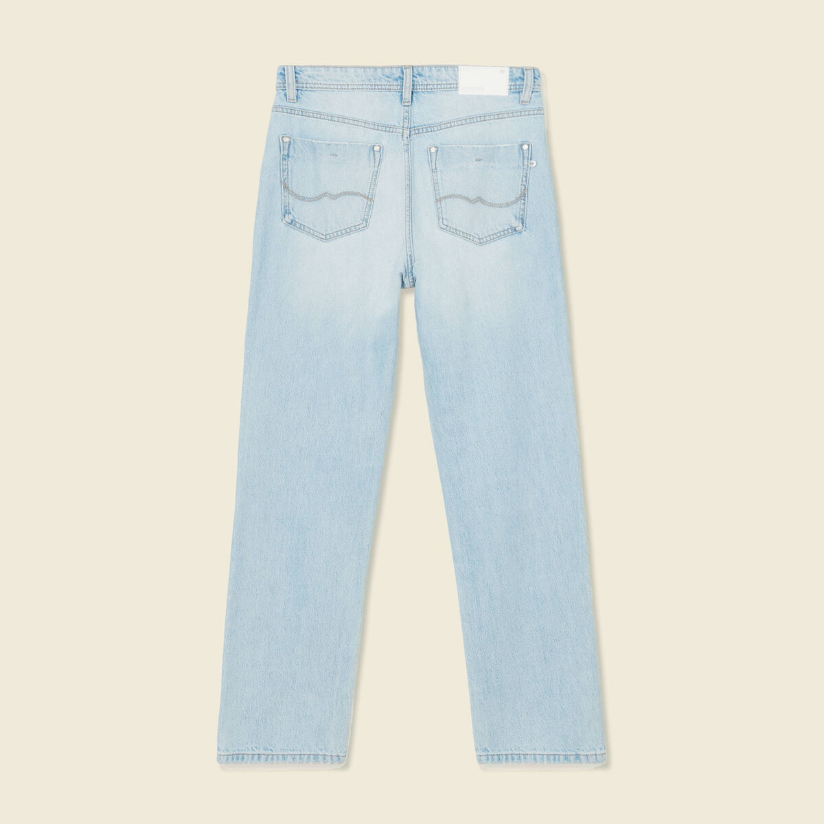 Jeans straight taille haute denim bleach femme