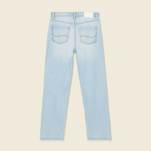 Jeans straight taille haute denim bleach femme