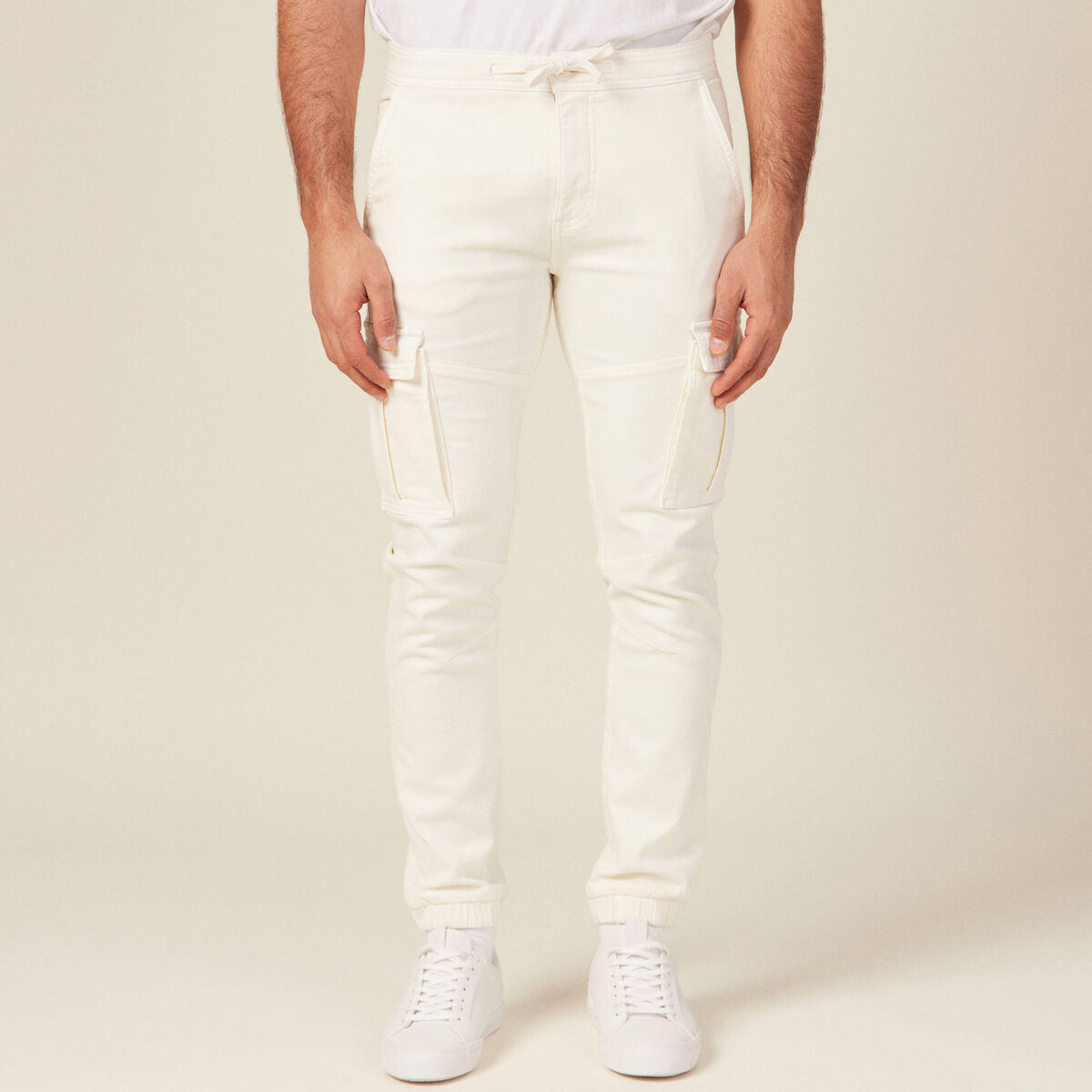 Pantalon battle bas resserré ecru homme