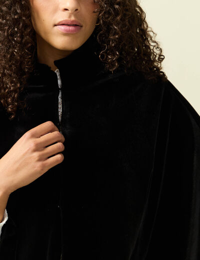 Cape ajust&eacute;e sans manches effet velours noir femme