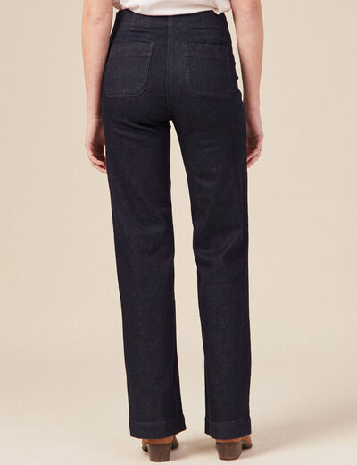 Jeans flare à pont denim brut femme