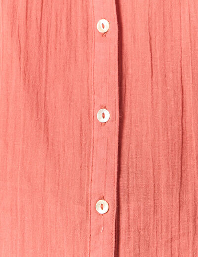 Chemise manches 3/4 brodée rose framboise femme