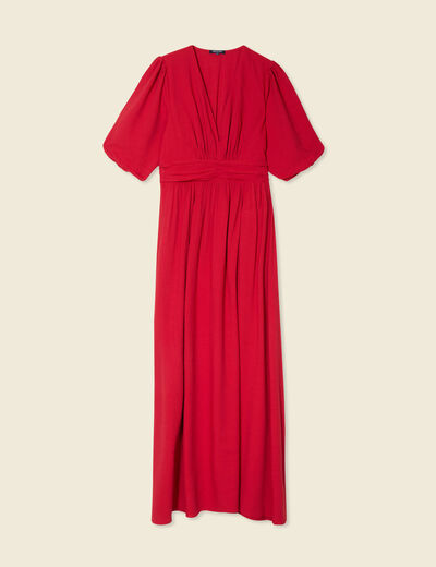 Robe longue évasée rouge foncé femme
