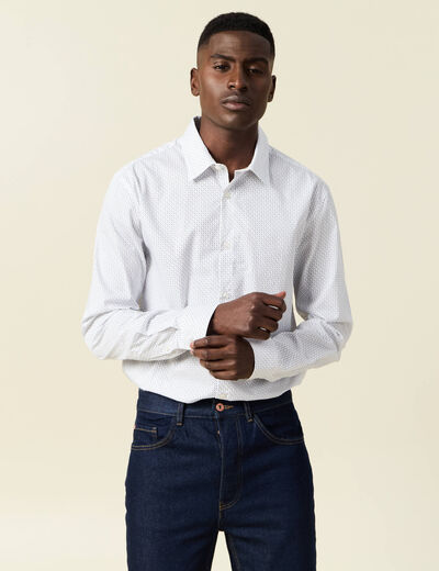 Chemise en coton manches longues blanc homme