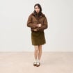 Manteau r&eacute;versible oversize court marron femme
