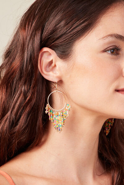Boucles d'oreilles pendantes multicolore femme