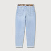 Jeans mom ceinture foulard denim bleach femme