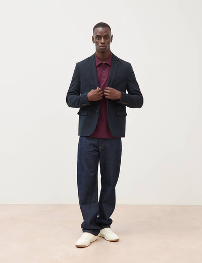 Veste blazer cintr&eacute;e bleu marine homme