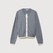 Gilet droit manches longues col rond gris femme