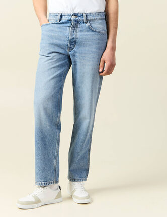 Jeans large relaxed denim bleach homme