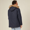 Parka droite à capuche bleu foncé homme