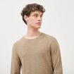 Pull fin en coton manches longues vert olive homme