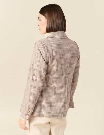 Blazer ajust&eacute; manches longues doubl&eacute; beige femme