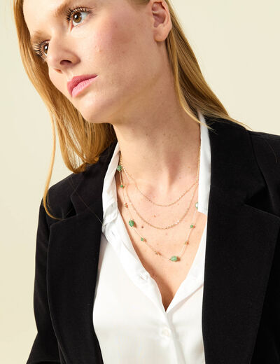 Collier multi-cha&icirc;nes couleur or femme