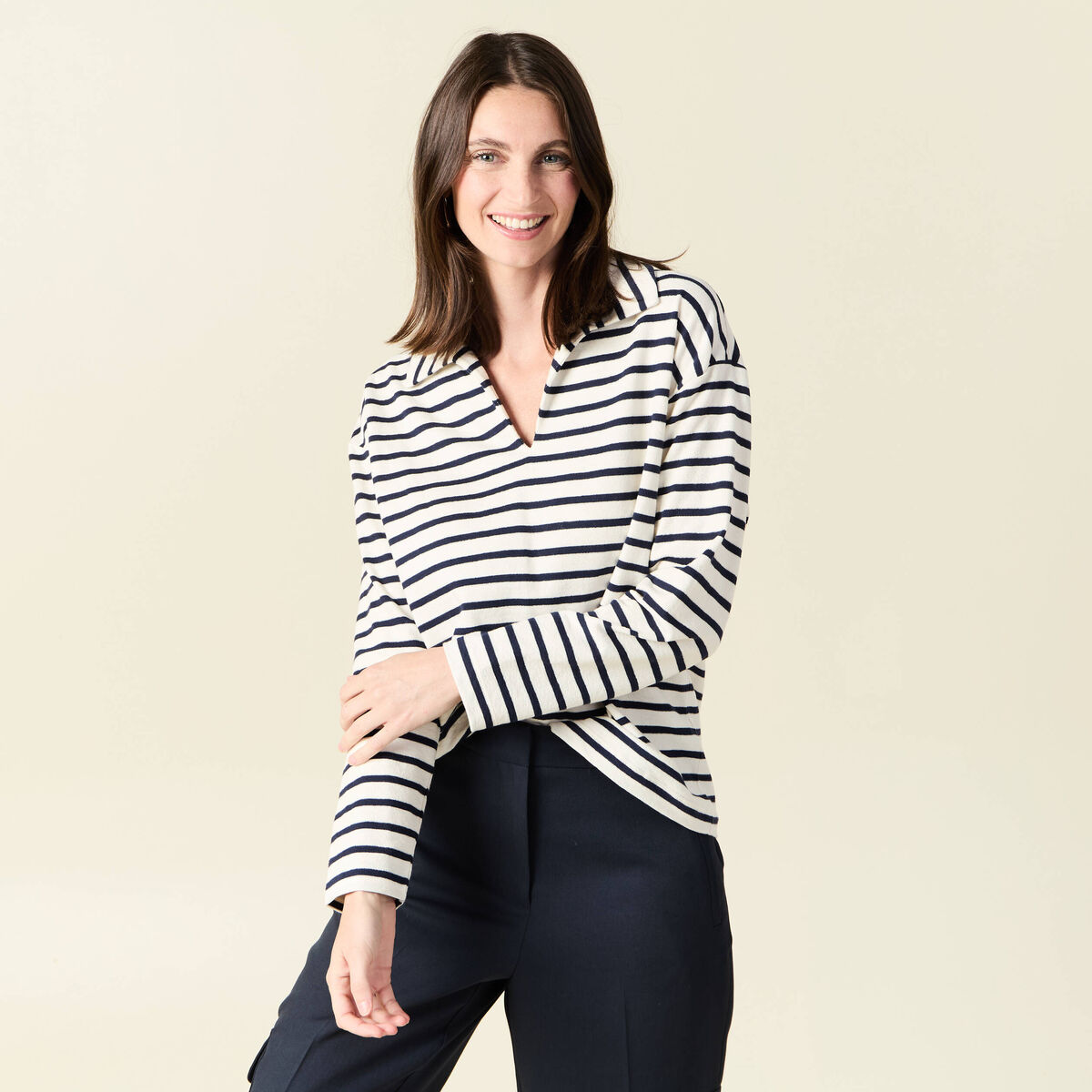 T-shirt manches longues bleu femme