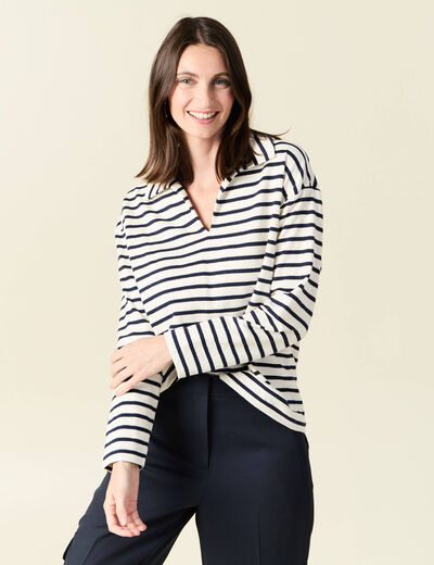 T-shirt manches longues bleu femme
