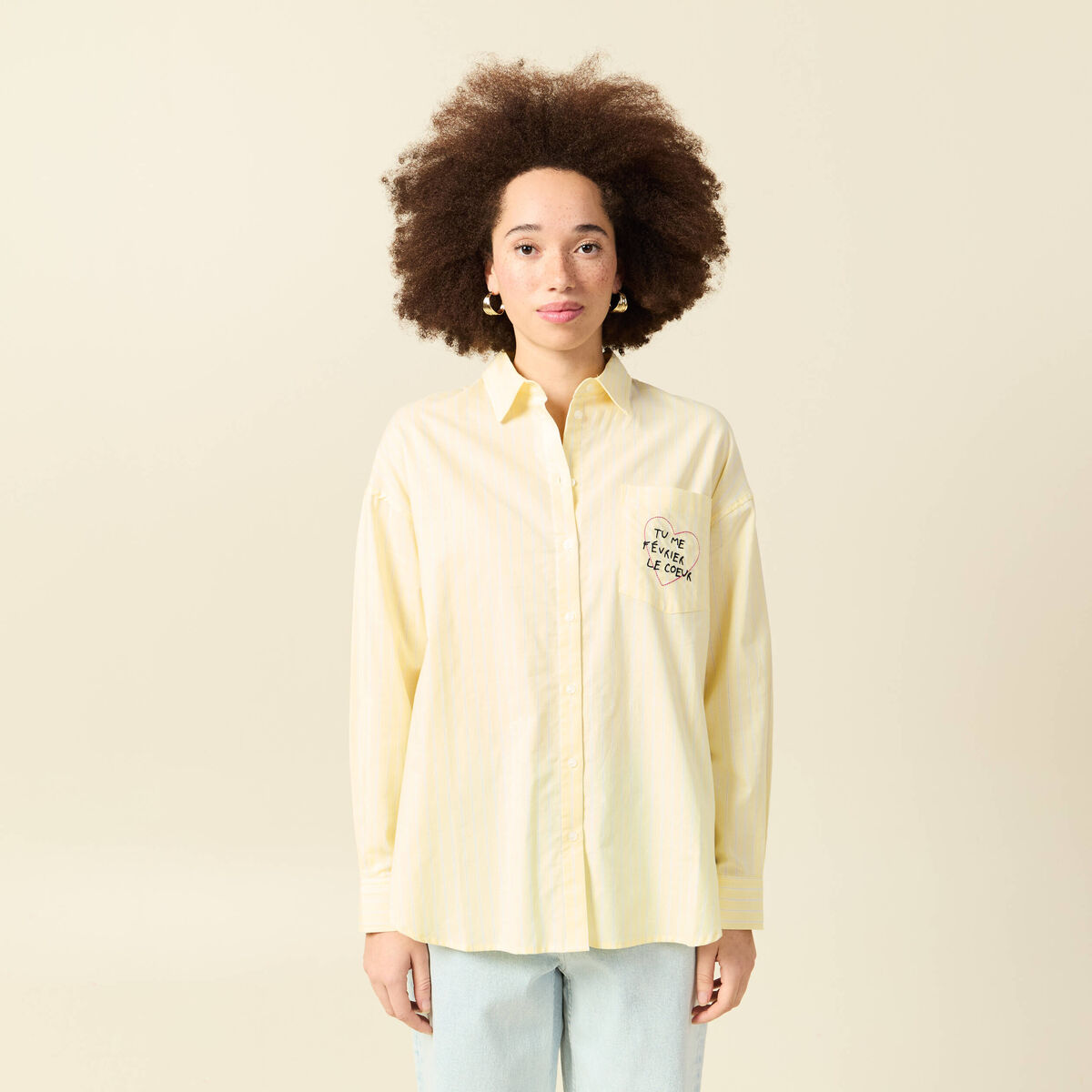 Chemise brod&eacute;e Atelier Beguin x Bonobo jaune femme